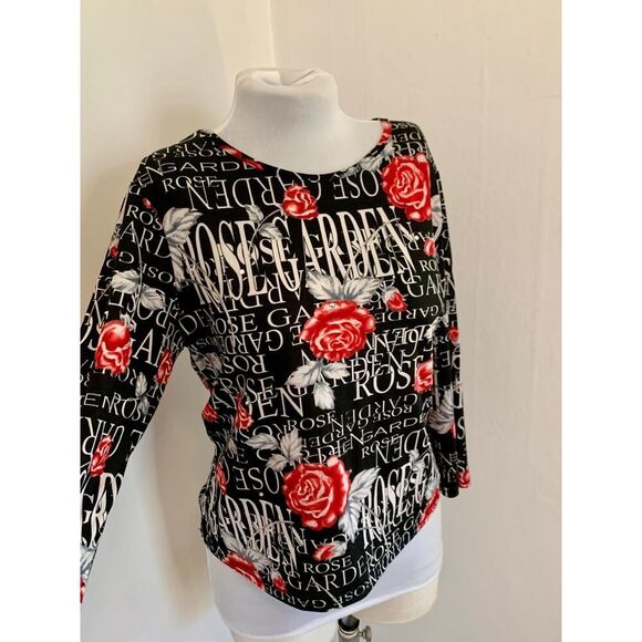 VTG y2k Entity Daniel Benjamin Rose Floral Glitz Glam Garden 3/4 Top Bedazzled - Picture 1 of 10